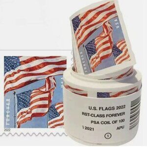 USPS Authentic Forever Stamps U.S Flag 10 Rolls of 1000 Stamps Total . Year 2022